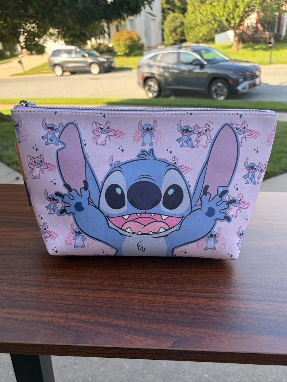 Disney Stitch & Angel Pink Zip Cosmetic Makeup Travel Pouch NWT